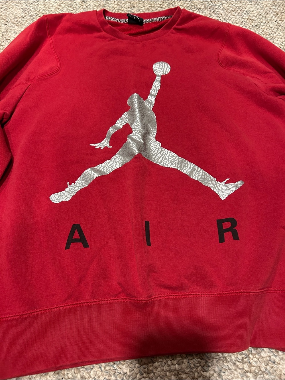 Jordan Kids Red Pullover Sweatshirt with Silver Jumpman